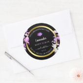 ブラックパープルフローラ製品パッケージングラベル金ゴールド ラウンドシール (封筒)