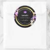 ブラックパープルフローラ製品パッケージングラベル金ゴールド ラウンドシール (バッグ)