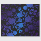 ブラックパープルブルーグラデーションヴィンテージモダンフローラ ラッピングペーパー (フラット)