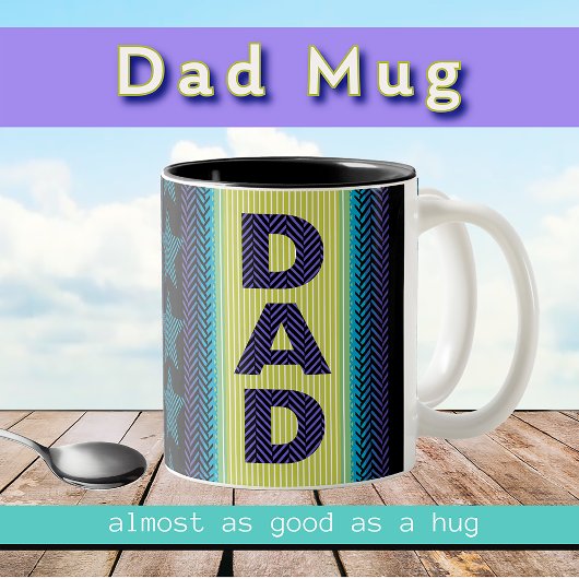 ブラックパープルブルーグリーン素晴らしいパパ父の日 ツートーンマグカップ