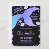 ブラックパープルブルーテールシェルマーメイド招待状 招待状 (正面)