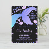 ブラックパープルブルーテールシェルマーメイド招待状 招待状 (スタンド正面)