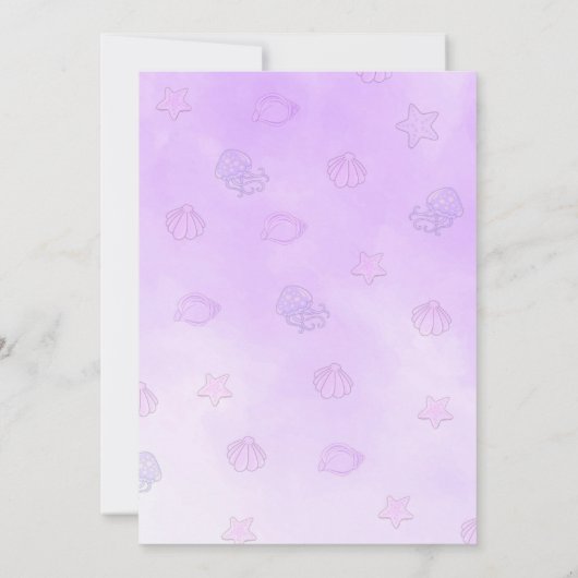 ブラックパープルブルーテールシェルマーメイド招待状 招待状 (裏面)