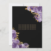 ブラックパープルプラム金ゴールドグリッターフローラキンセアニェラ 招待状 (裏面)