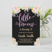 ブラックパープルプリンセス誕生日招待状 招待状 (スタンド正面)