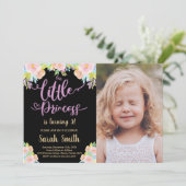 ブラックパープルプリンセス誕生日招待状W写真 招待状 (スタンド正面)