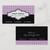 ブラックパープルホワイト水玉模様インテリア 名刺 (正面/裏面)