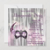 ブラックパープルマスカレードパーティー 招待状 (裏面)