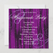 ブラックパープルマスカレードパーティー 招待状 (裏面)