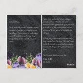 ブラックパープルミニマルフローラサンキューカード ポストカード (裏面)