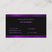 ブラックパープルモノグラムミニマルエレガントリスト 名刺 (裏面)