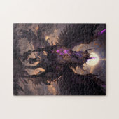 ブラックパープルユニコーンファンタジーアート ジグソーパズル (横)