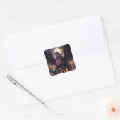 ブラックパープルユニコーンファンタジーアート スクエアシール (封筒)