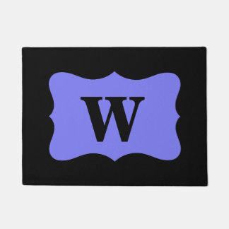 ブラックパープルラベンダーモノグラムイニシャルカスタム ドアマット