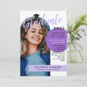 ブラックパープルレトロアーチフォト卒業 招待状 (スタンド正面)