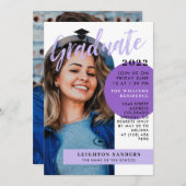 ブラックパープルレトロアーチフォト卒業 招待状 (正面/裏面)