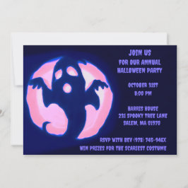 ブラックパープル幽霊不気味ハロウィンゴーストパーティー 招待状