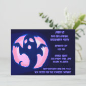 ブラックパープル幽霊不気味ハロウィンゴーストパーティー 招待状 (スタンド正面)