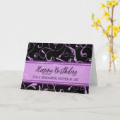 ブラックパープル渦巻き母インロー誕生日カード カード (黄色い花)