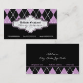 ブラックパープル白アーガイルトレンディー名刺 名刺 (正面/裏面)