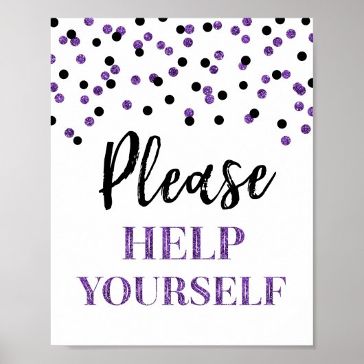 ブラックパープル紙吹雪お救済願いサイン ポスター (正面)