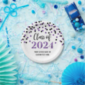 ブラックパープル紙吹雪卒業2024 ペーパープレート (パーティー)