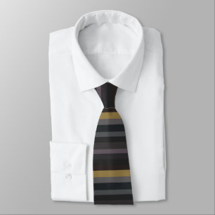 ブラックパープル薄紫とグレーモダンストライプ ネクタイ