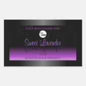 ブラックパープル製品ラベルソフトグリッターロゴ付き 長方形シール (正面)