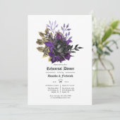 ブラックパープル金ゴールドフローラゴシックリハーサルディナー 招待状 (スタンド正面)