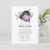 ブラックパープル&シルバーフローラブライダルシャワーバイメール 招待状 (スタンド正面)