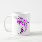 ブラックパープル&ピンク部族イルカタトゥーデザイン コーヒーマグカップ (左)