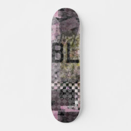 ブラックパープルbコラージュアートon skateboard スケートボード