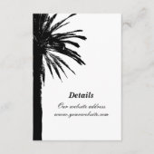 ブラックパームの葉垂直ビーチ結婚式 エンクロージャーカード (正面)