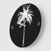 ブラックパームエレガントツリーヴィンテージトロピカル ラージ壁時計 (傾斜)