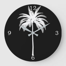 ブラックパームエレガントツリーヴィンテージトロピカル ラージ壁時計