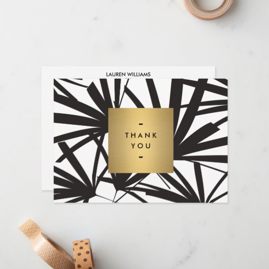 ブラックパームエレガントフロンズサンキューノーテカード ノートカード (正面/裏面インサイチュ)