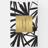 ブラックパームエレガントフロントと金ゴールド銘板ロゴ 横断幕 (縦)