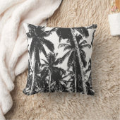 ブラックパームツリーズクッション クッション (ブランケット)