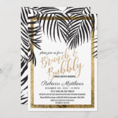 ブラックパームツリーフロントズ金ゴールド縁どブルンチバブリー 招待状 (正面/裏面)