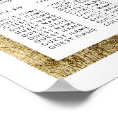 ブラックパームツリーフロント金ゴールド縁どシーティングチャート ポスター (角)