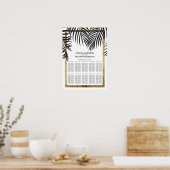 ブラックパームツリーフロント金ゴールド縁どシーティングチャート ポスター (キッチン)