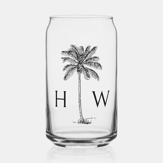 ブラックパームパルメットツリーモノグラム ガラス缶 (正面)