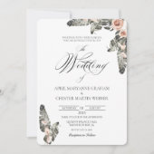 ブラックパームロマンス結婚式招待状 招待状 (正面)