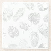 ブラックパーム葉ヴィンテージ：シームレス。 ガラスコースター (裏面)