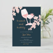 ブラックパールカラーシャンパンブライダルシャワー 招待状 (スタンド正面)