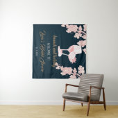 ブラックパールシャンパン レトロ ブライダルシャワーのご案内 タペストリー (インサイチュ(横))