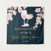 ブラックパールシャンパン レトロ ブライダルシャワー ウェルカム タペストリー (正面)