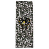 ブラックパールレースとボウ ワインギフトバッグ (正面)