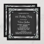 ブラックパール女性21st誕生日パーティー 招待状 (正面/裏面)