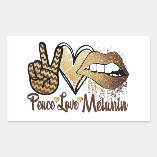 ブラックヒストリピースラブメラニンステッカー 長方形シール (正面)